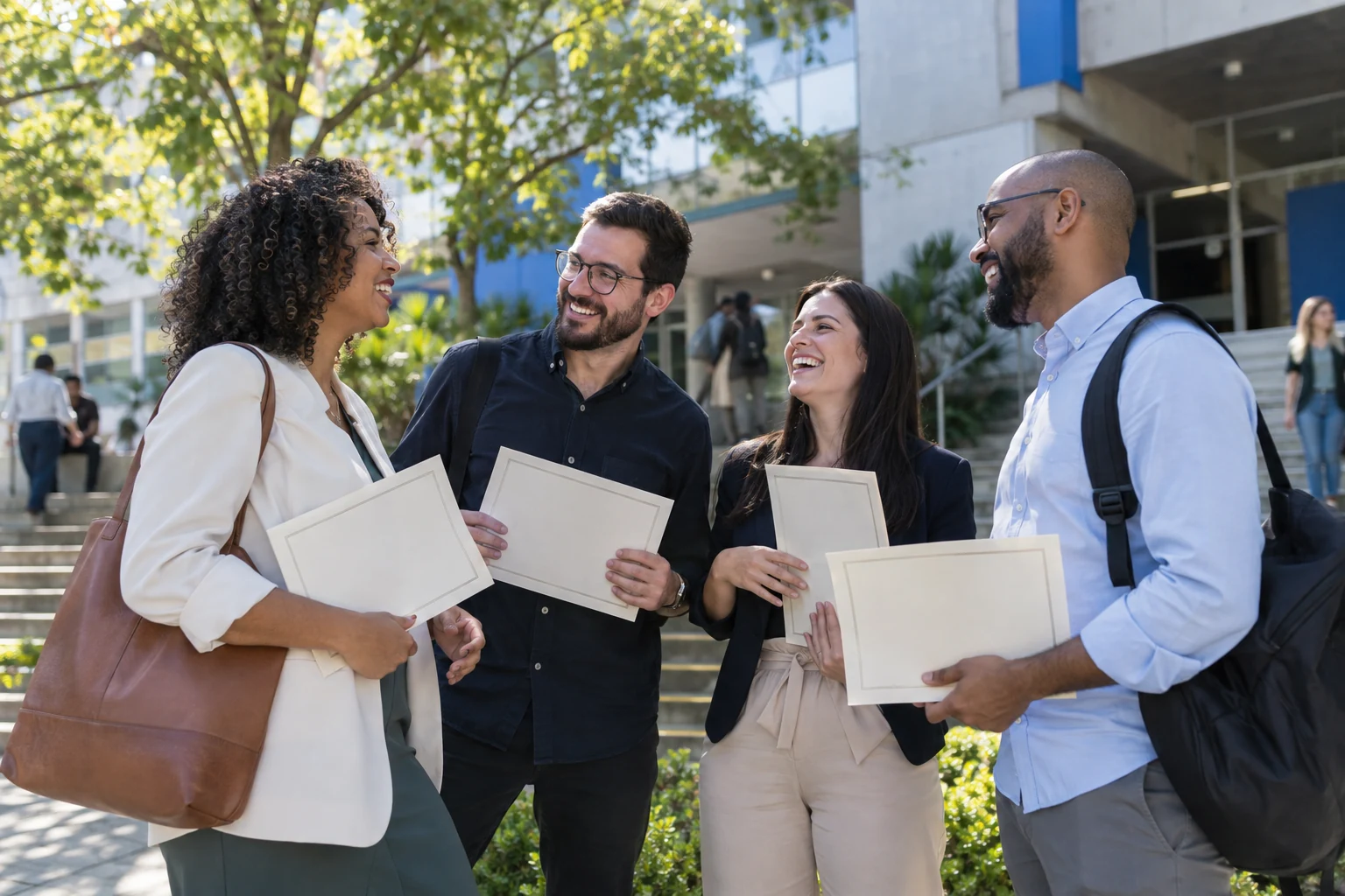 Pessoas colaborando no ambiente acadêmico